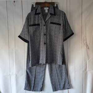 Vintage Brownstone Studio New York, 2pc Pajama Set, Sz 6, Black/White, Like New,